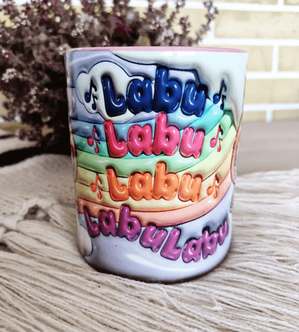 Labubu Baskı içi ve Kulpu Renkli Kupa