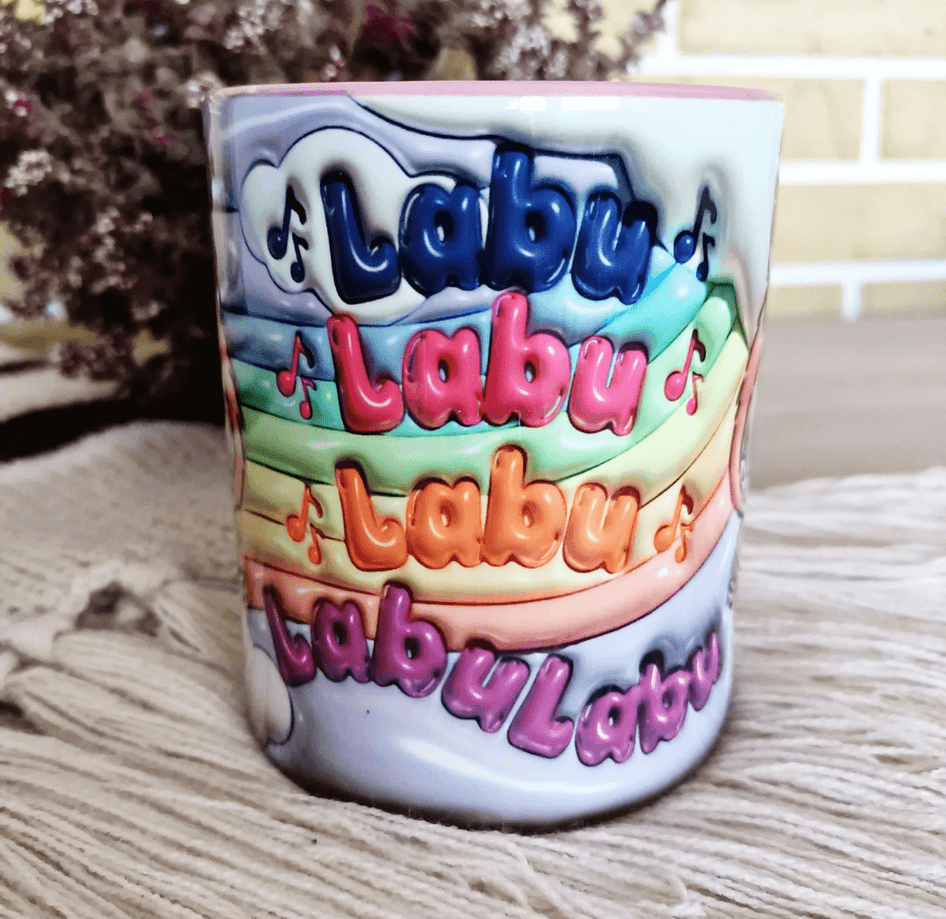 Labubu Baskı içi ve Kulpu Renkli Kupa