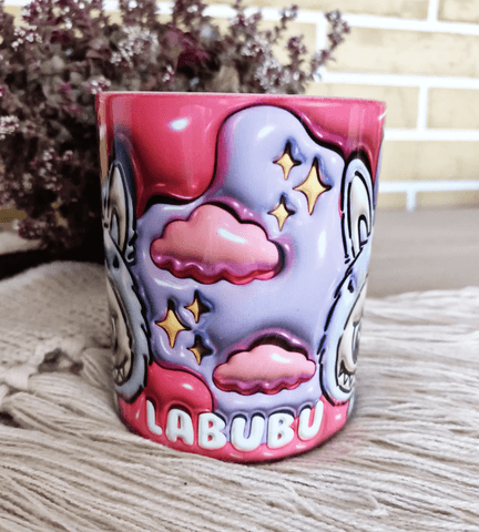 Labubu Baskı içi ve Kulpu Renkli Kupa
