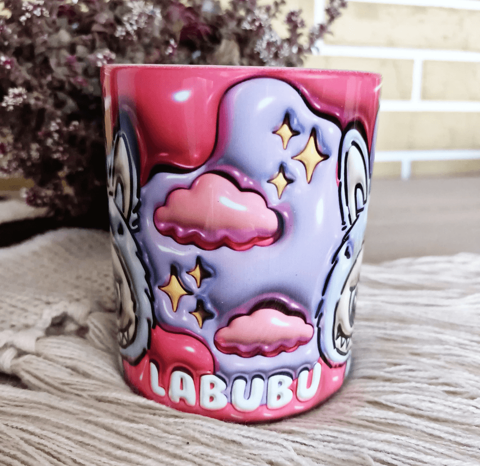 Labubu Baskı içi ve Kulpu Renkli Kupa