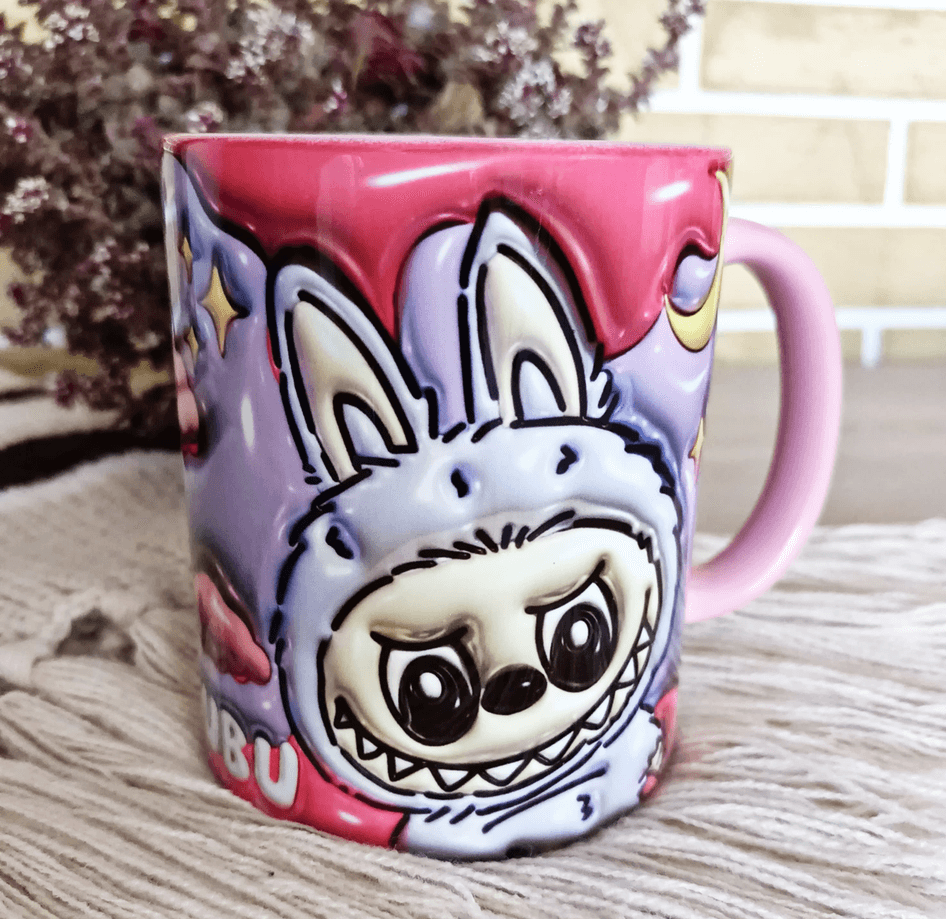 Labubu Baskı içi ve Kulpu Renkli Kupa