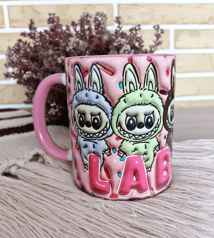 Labubu Baskı içi ve Kulpu Renkli Kupa