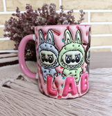 Labubu Baskı içi ve Kulpu Renkli Kupa