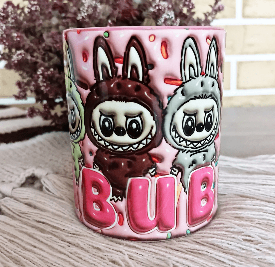 Labubu Baskı içi ve Kulpu Renkli Kupa