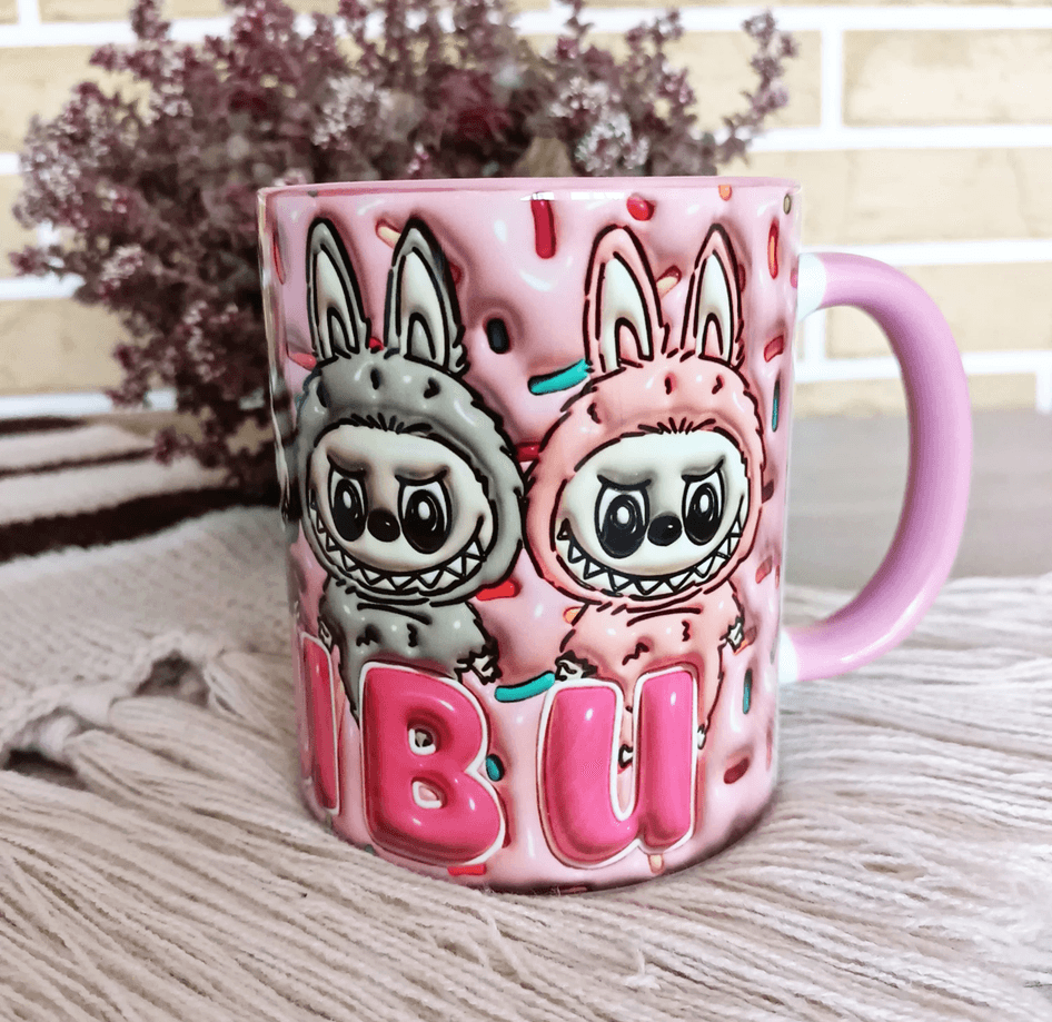 Labubu Baskı içi ve Kulpu Renkli Kupa