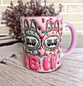 Labubu Baskı içi ve Kulpu Renkli Kupa