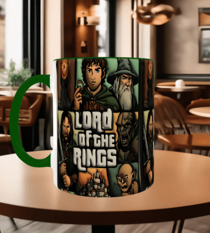 Lord of the Ring Baskı içi ve Kulpu Renkli Kupa