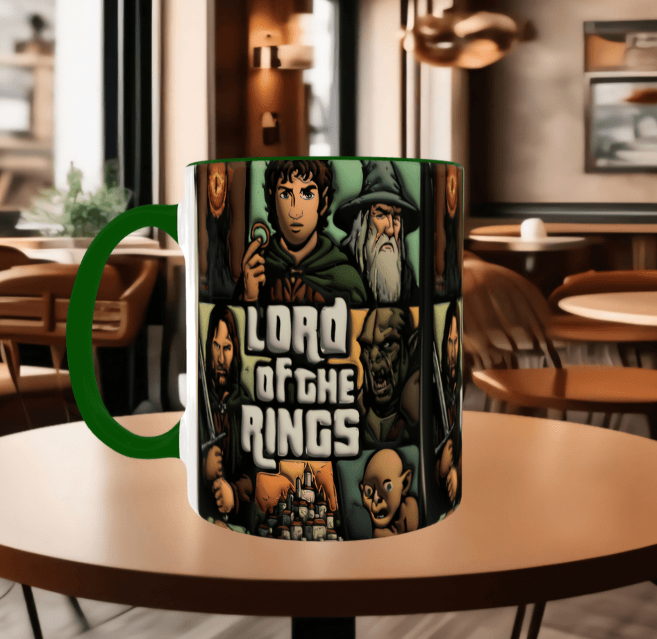 Lord of the Ring Baskı içi ve Kulpu Renkli Kupa