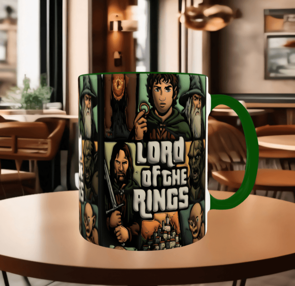 Lord of the Ring Baskı içi ve Kulpu Renkli Kupa