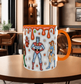 He MAN Baskı içi ve Kulpu Renkli Kupa