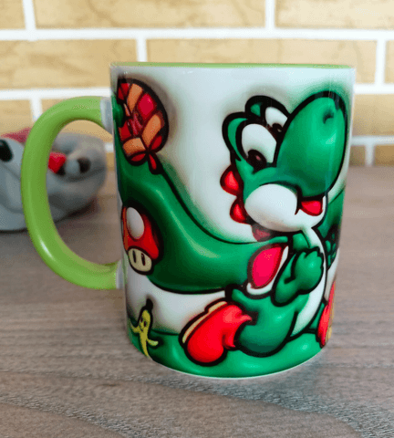 Mario Baskı içi ve Kulpu Renkli Kupa