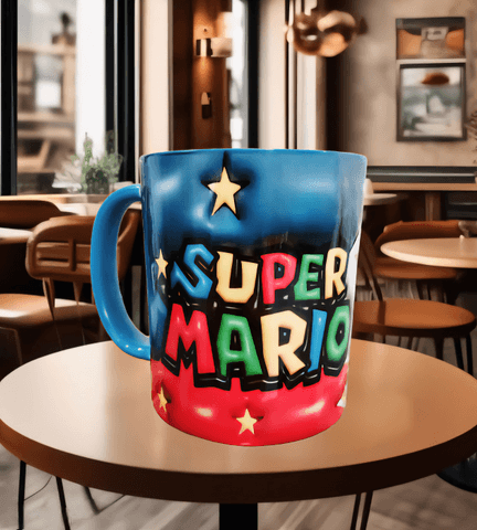 Mario Baskı içi ve Kulpu Renkli Kupa