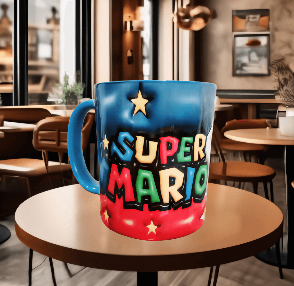 Mario Baskı içi ve Kulpu Renkli Kupa