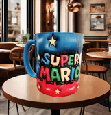 Mario Baskı içi ve Kulpu Renkli Kupa