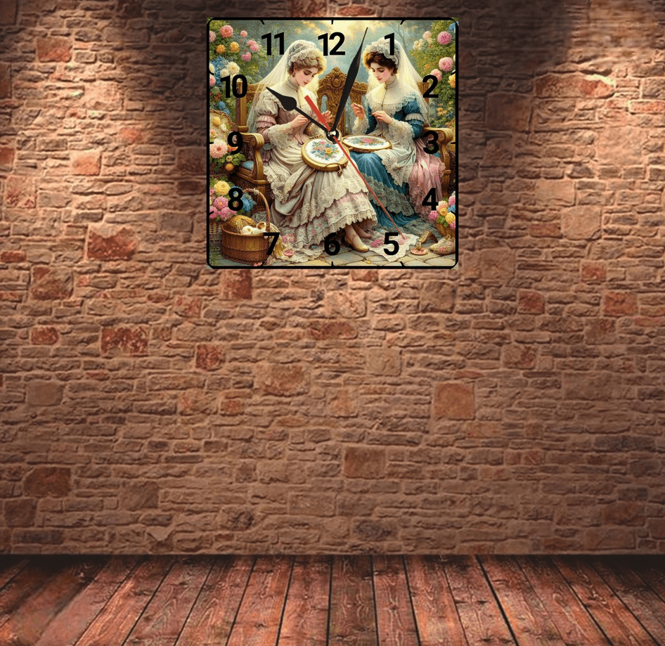 Nakış vintage baskı metal hediyelik dekoratif kaliteli duvar saati