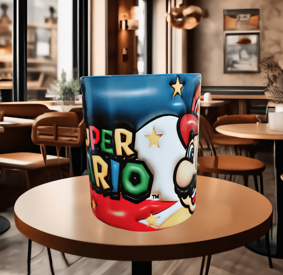 Mario Baskı içi ve Kulpu Renkli Kupa