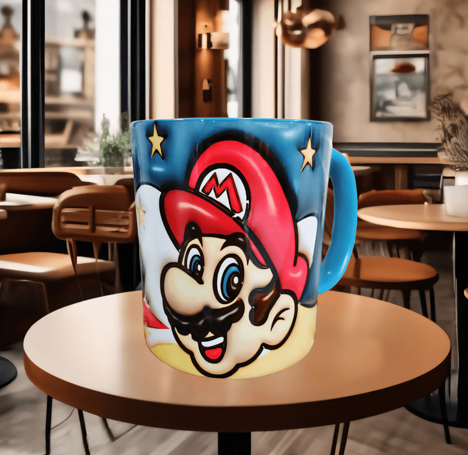 Mario Baskı içi ve Kulpu Renkli Kupa