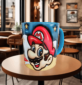 Mario Baskı içi ve Kulpu Renkli Kupa