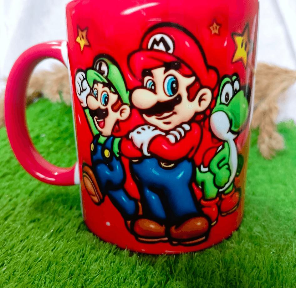 Mario Baskı içi ve Kulpu Renkli Kupa