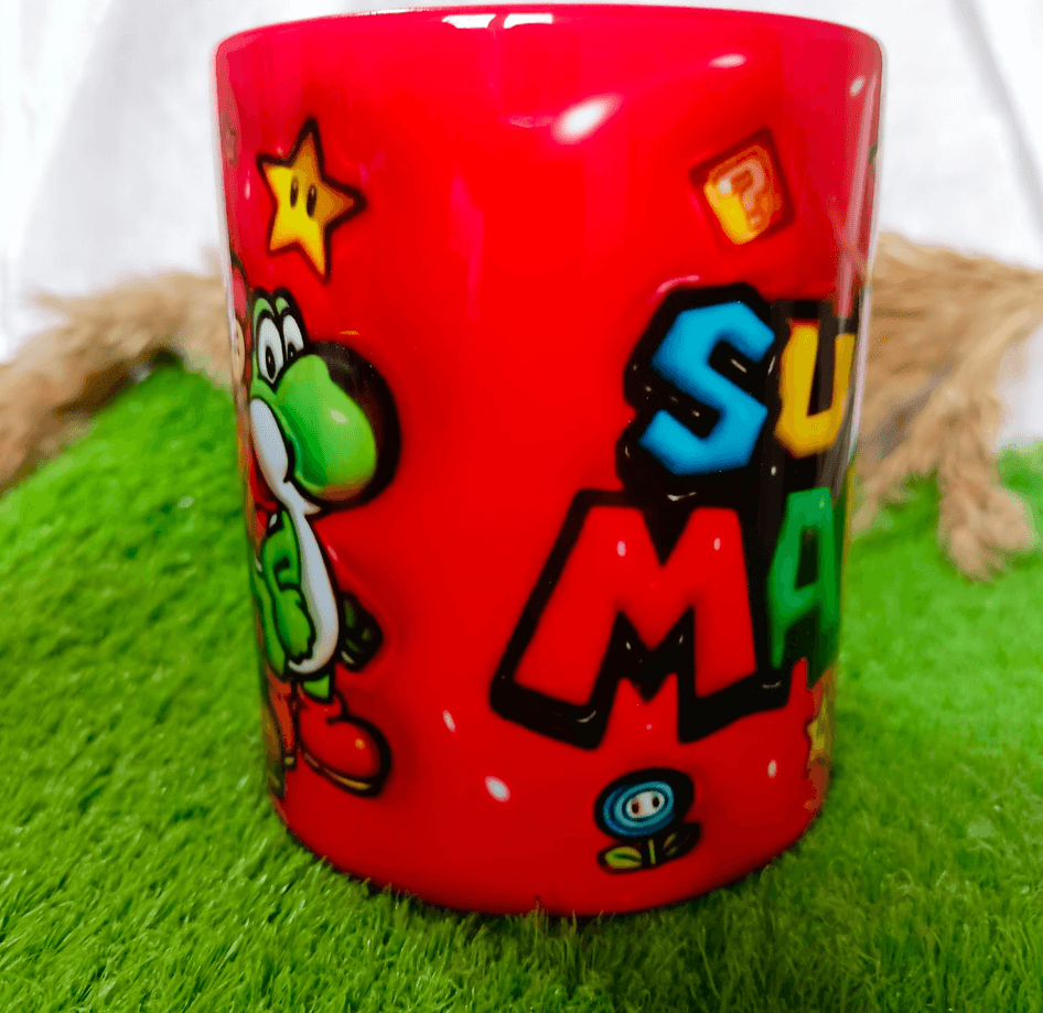 Mario Baskı içi ve Kulpu Renkli Kupa