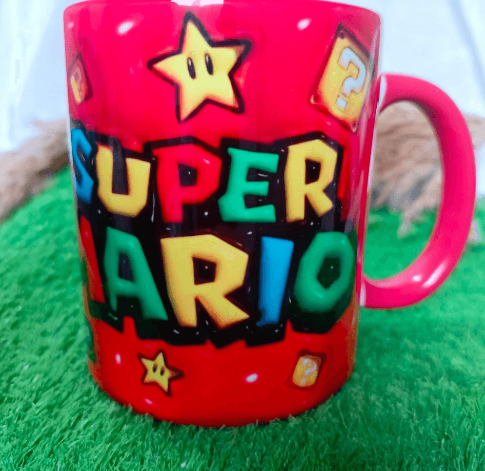 Mario Baskı içi ve Kulpu Renkli Kupa