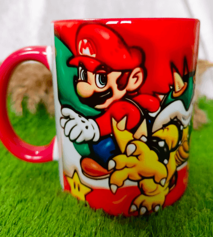 Mario Baskı içi ve Kulpu Renkli Kupa