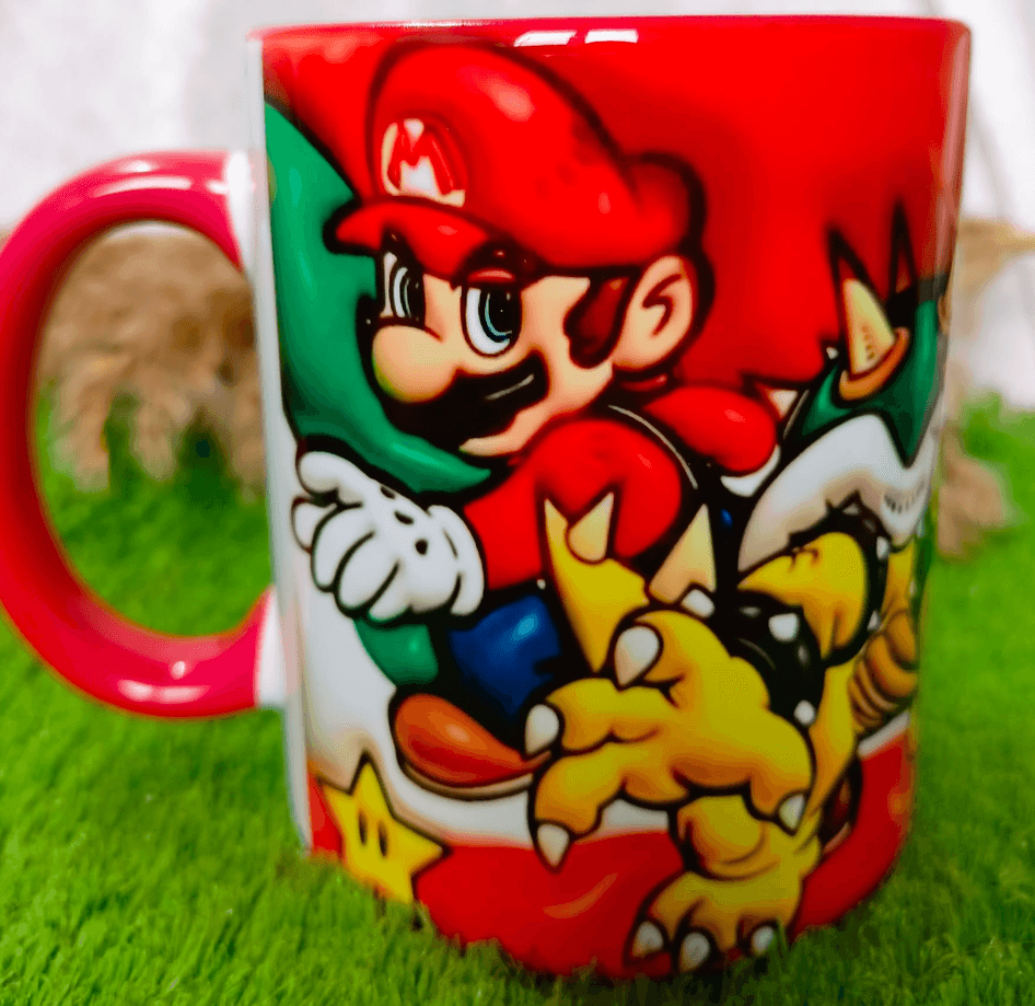 Mario Baskı içi ve Kulpu Renkli Kupa