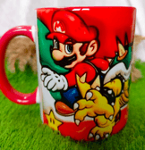 Mario Baskı içi ve Kulpu Renkli Kupa