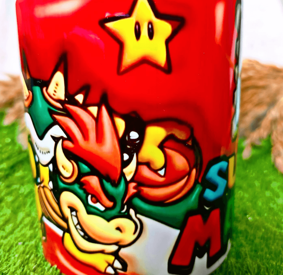 Mario Baskı içi ve Kulpu Renkli Kupa
