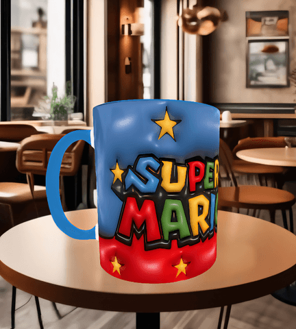 Mario Baskı içi ve Kulpu Renkli Kupa