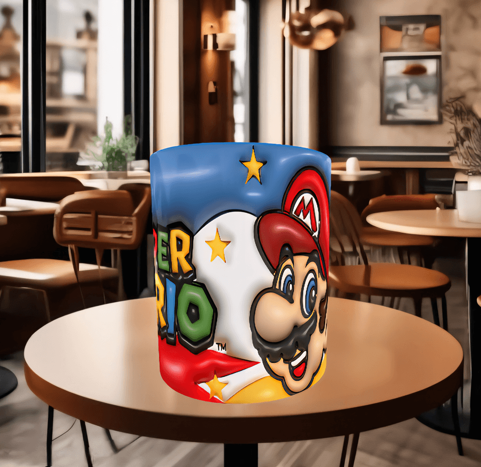 Mario Baskı içi ve Kulpu Renkli Kupa