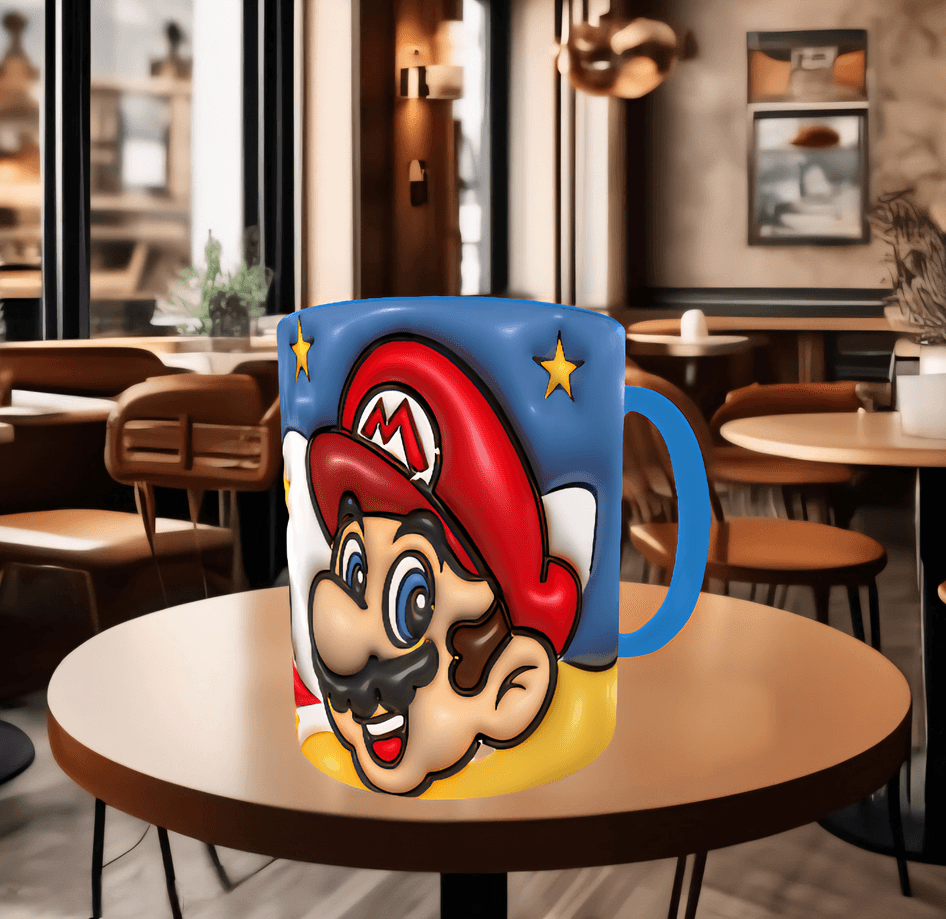 Mario Baskı içi ve Kulpu Renkli Kupa