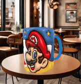 Mario Baskı içi ve Kulpu Renkli Kupa