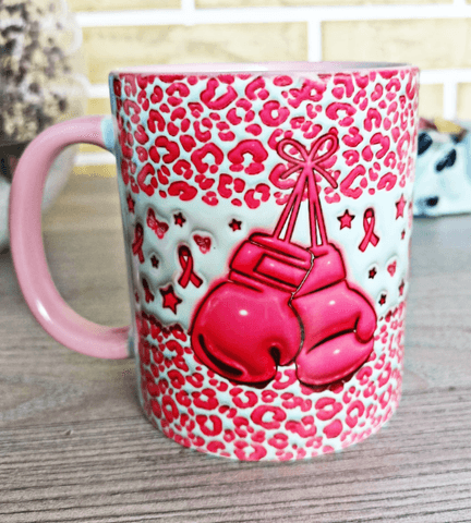 Meme kanseri ile mücadele Baskı içi ve Kulpu Renkli Kupa