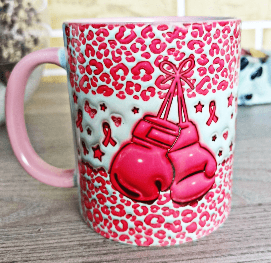 Meme kanseri ile mücadele Baskı içi ve Kulpu Renkli Kupa