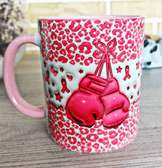 Meme kanseri ile mücadele Baskı içi ve Kulpu Renkli Kupa