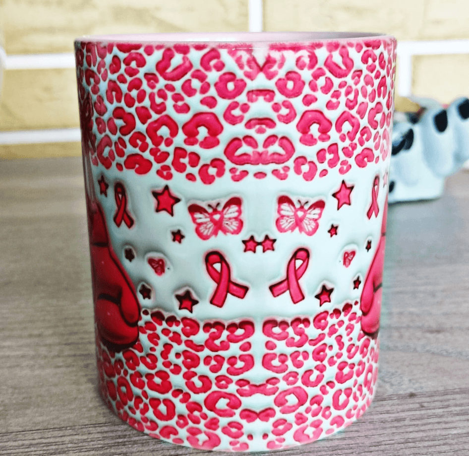 Meme kanseri ile mücadele Baskı içi ve Kulpu Renkli Kupa