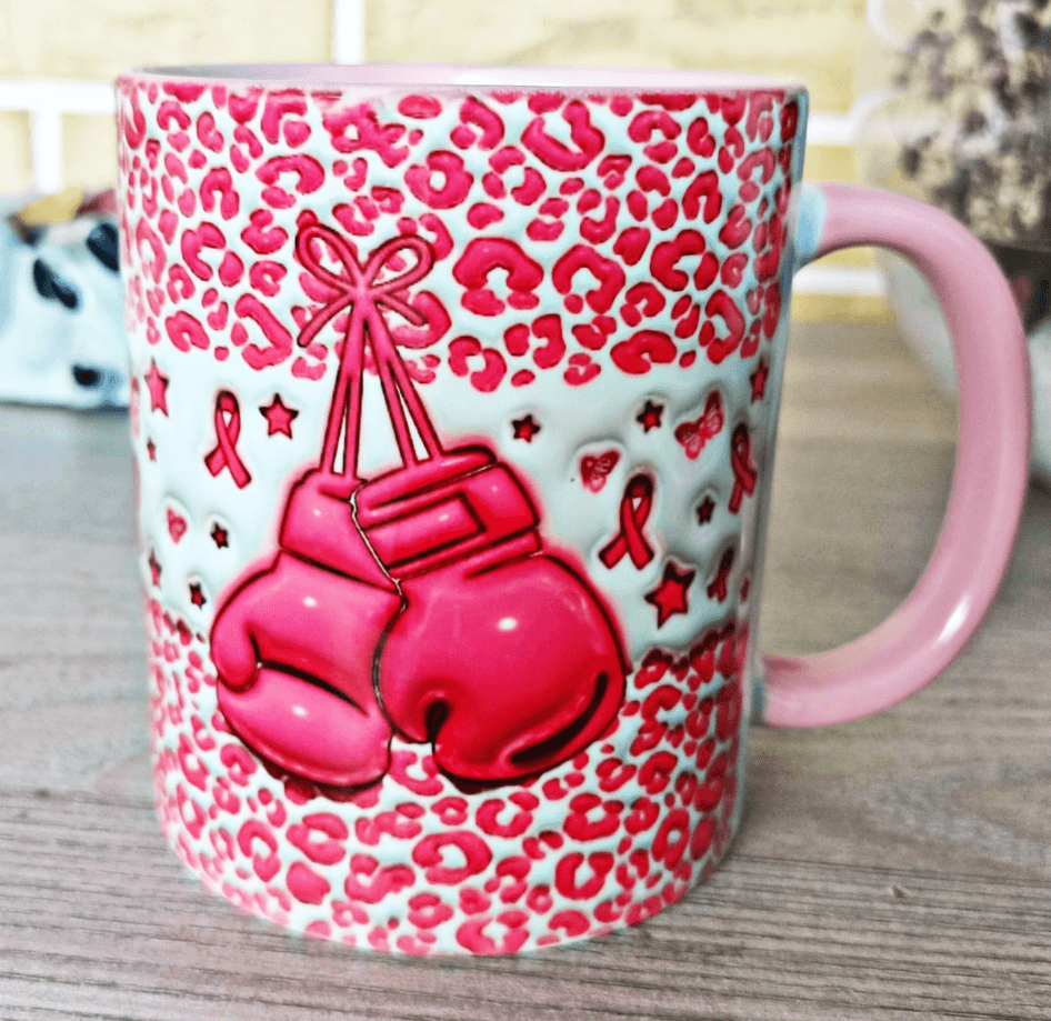 Meme kanseri ile mücadele Baskı içi ve Kulpu Renkli Kupa