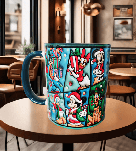 Mickey yılbaşı Baskı içi ve Kulpu Renkli Kupa