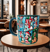 Mickey yılbaşı Baskı içi ve Kulpu Renkli Kupa