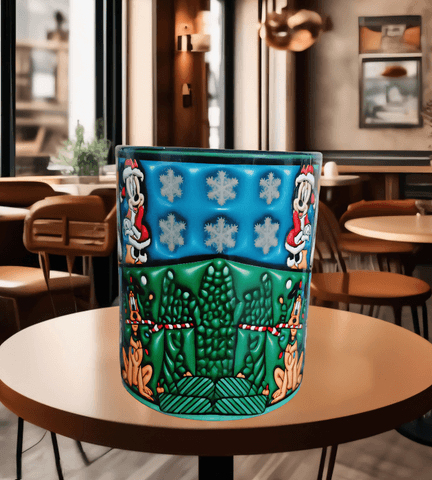 Mickey yılbaşı Baskı içi ve Kulpu Renkli Kupa