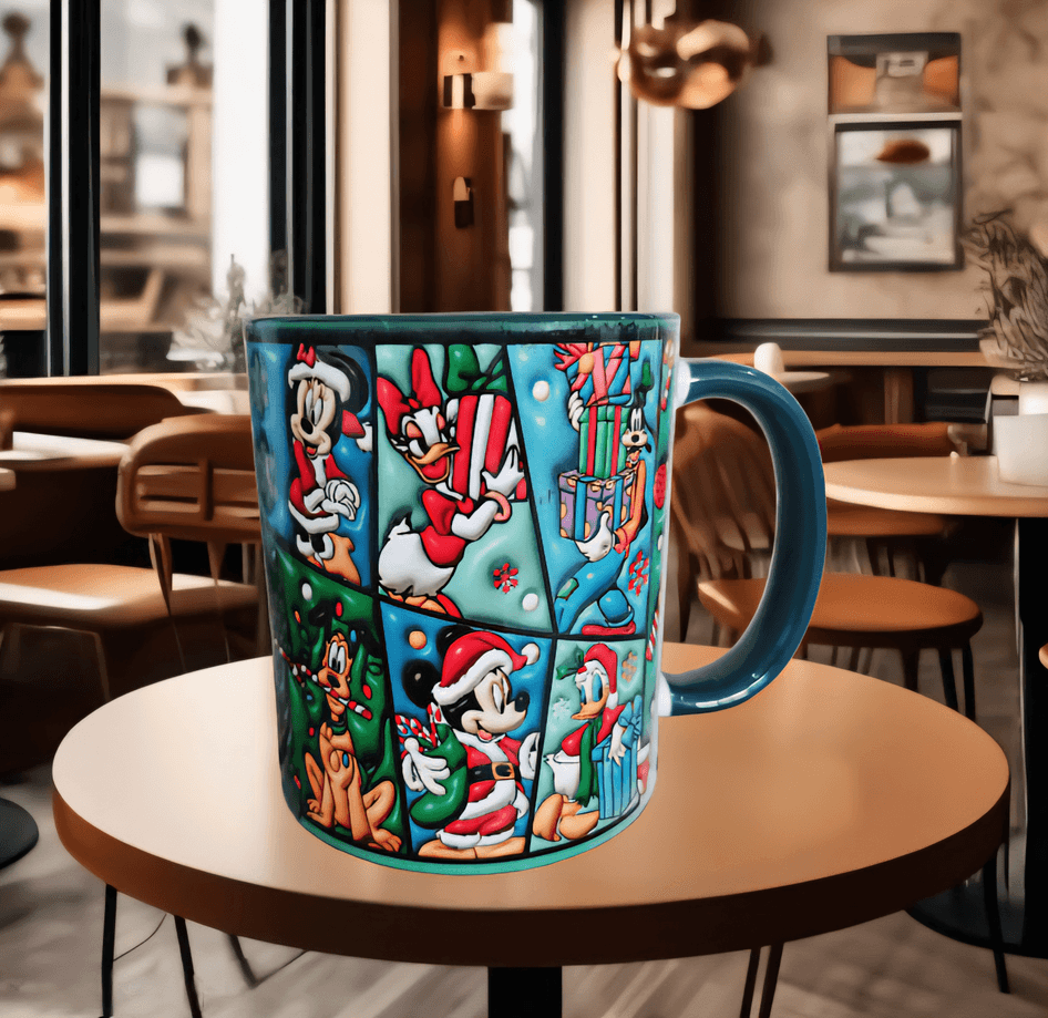 Mickey yılbaşı Baskı içi ve Kulpu Renkli Kupa