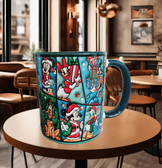 Mickey yılbaşı Baskı içi ve Kulpu Renkli Kupa