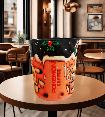 Pokemon Baskı içi ve Kulpu Renkli Kupa