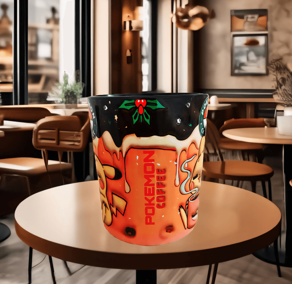 Pokemon Baskı içi ve Kulpu Renkli Kupa