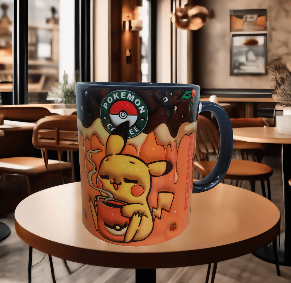 Pokemon Baskı içi ve Kulpu Renkli Kupa