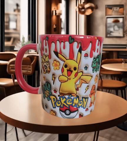 Pokemon Baskı içi ve Kulpu Renkli Kupa