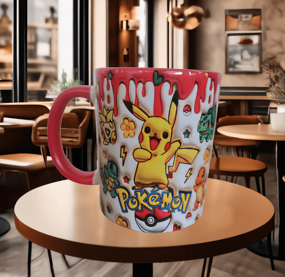 Pokemon Baskı içi ve Kulpu Renkli Kupa