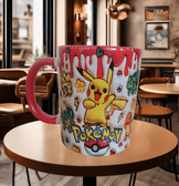 Pokemon Baskı içi ve Kulpu Renkli Kupa