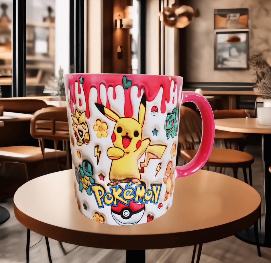 Pokemon Baskı içi ve Kulpu Renkli Kupa